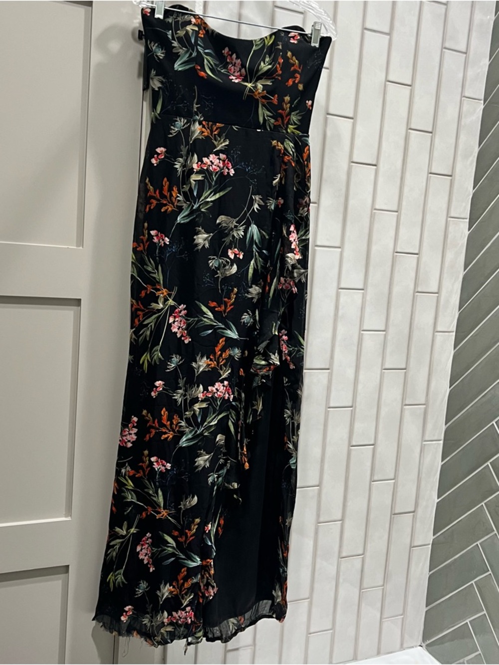 Katie May Black Strapless Floral Maxi Dress